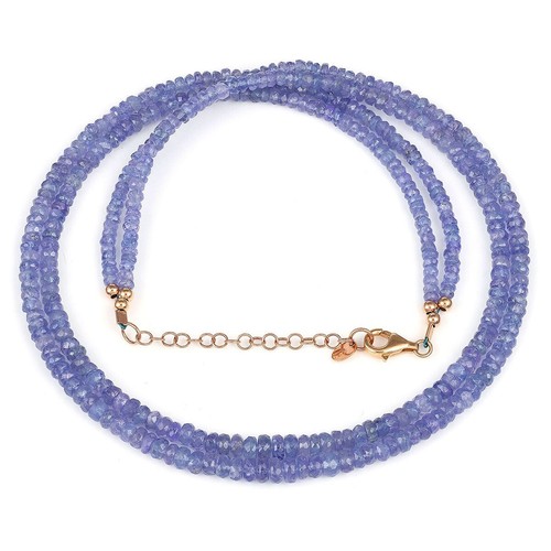 Earth Mined Tanzanite 3-5MM Faceted Gemstone Beads 18" 2 Strand Layered Necklace - Picture 4 of 7