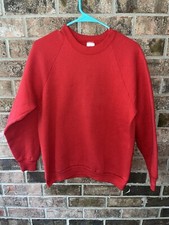 Vintage Large Made in USA 90's Fruit of the Loom BLANK Red Crewneck Sweatshirt