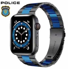 Police Blue Line Stainless Steel Apple Watch Band 7 8 9 10 SE Band 42 44mm 45mm