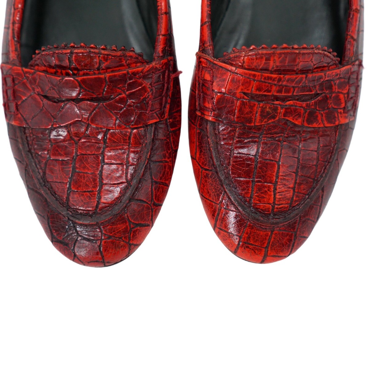 Rare Donald J Pliner Red Leather Alligator Croc Slip On  display picture 1