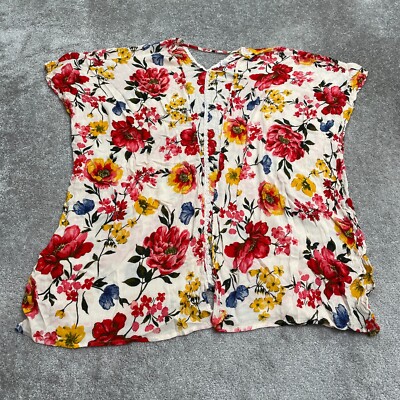 L.I.F.E Love Is For Eternity Beach Cover Up Womens Large Multicolor Floral Rayon