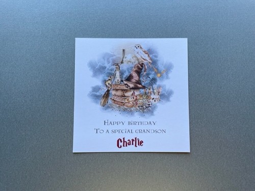 Tarjeta de cumpleaños de Harry Potter - personalizada - hijo hija nieta nieto - Imagen 2 de 2