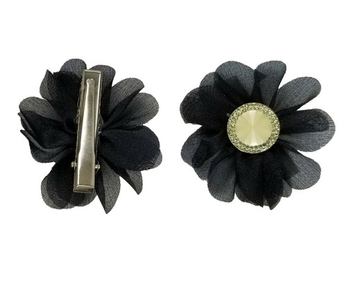 12 Kids Flower Hairpin Hair Clip for Girls Black White Assorted - Picture 5 of 12