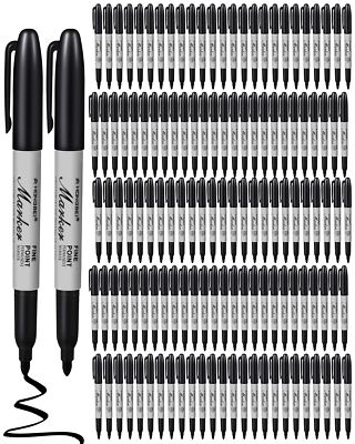 100 Pack Permanent Markers Bulk Black Permanent Marker Set Fine Point Marker ...