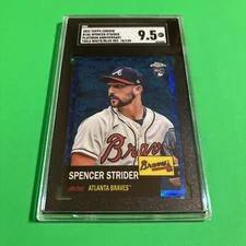 2022 Chrome Platinum- Spencer Strider #186 Toile White Blue Refr. /199 SGC 9.5!