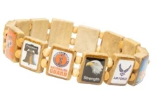 American Veteran Support Bracelet - NEW!  Expandable  wooden 12 Tile