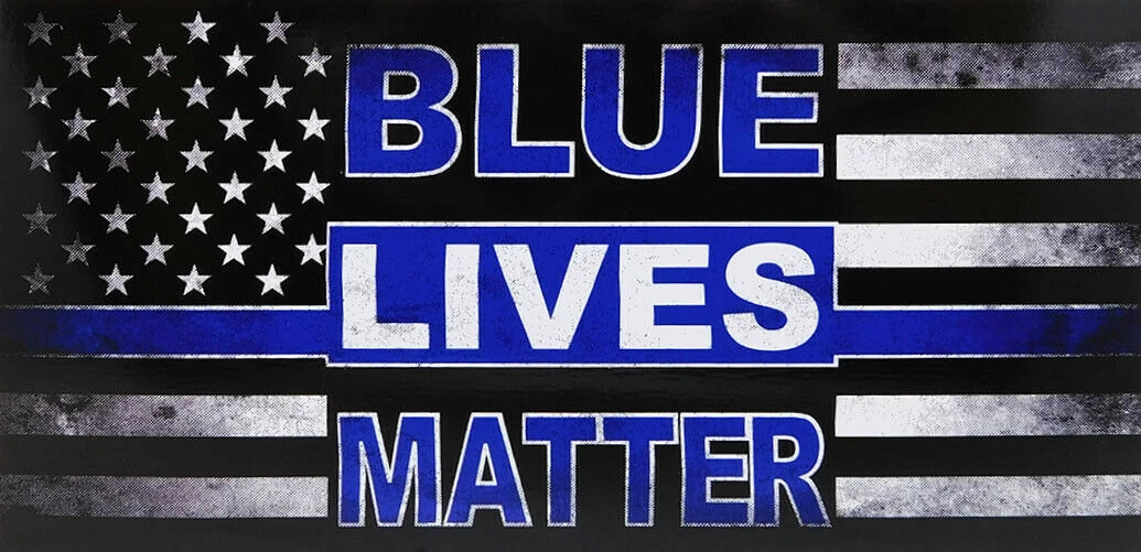 Blue Lives Matter Thin Blue Line Distressed Vinyl Decal Bumper