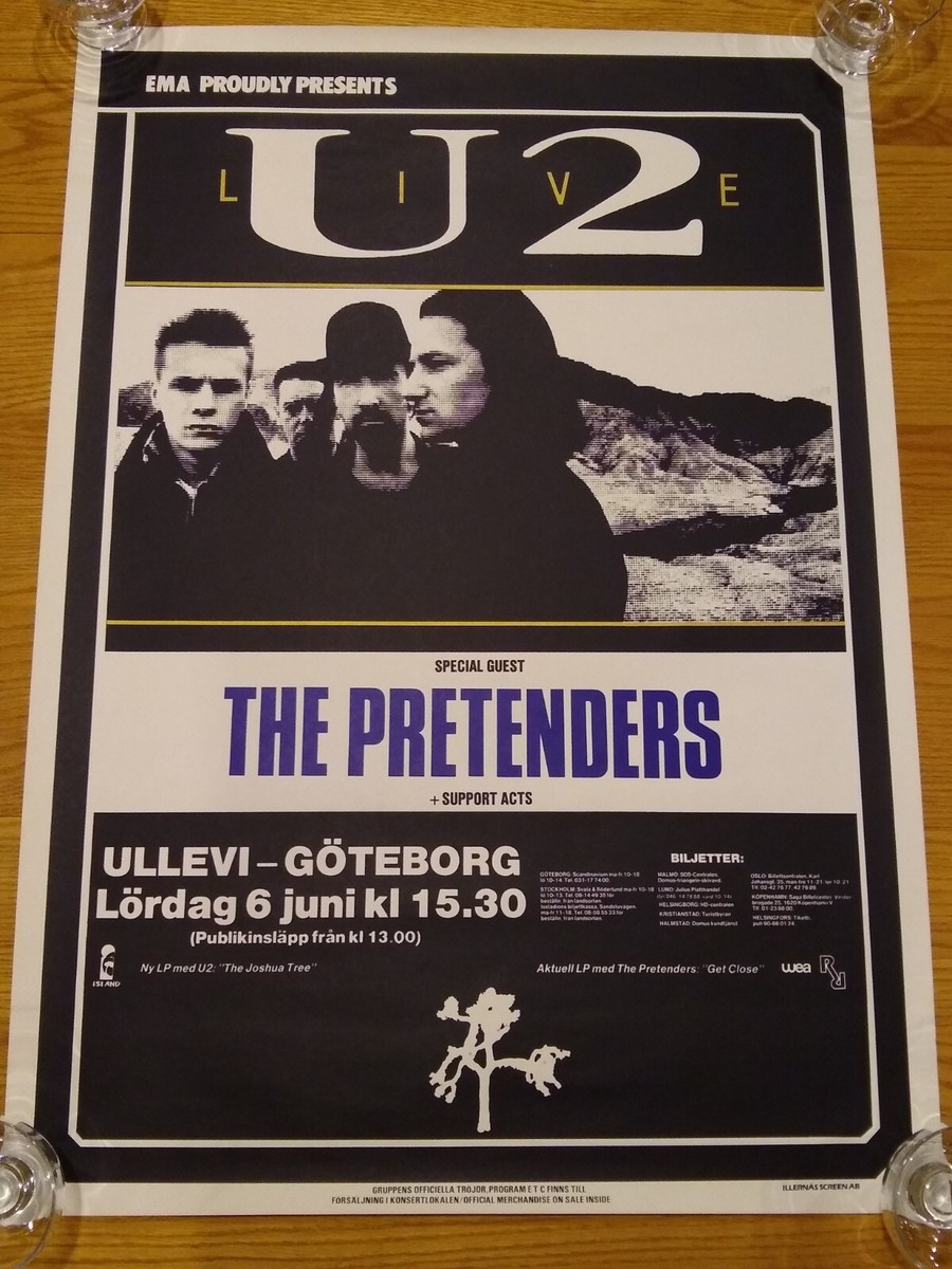 U2 Joshua Tree Tour 6 June 1987 Gothenburg Concert Tour Poster | eBay