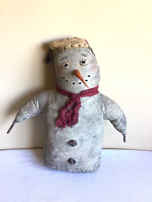 Hand Crafted Wild Eye Studios Primitive Folk Art Snowman OOAK Cloth Rag ...