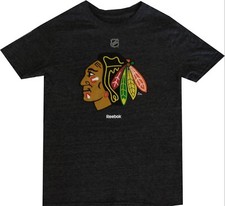 Chicago Blackhawks Reebok Heathered Black Tri Blend YOUTH Boys Shirt Clearance