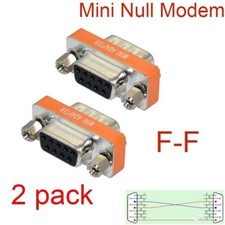 2 Pack High Quality Mini Null Modem DB9 Female / DB9 Female Adapter AD912NU