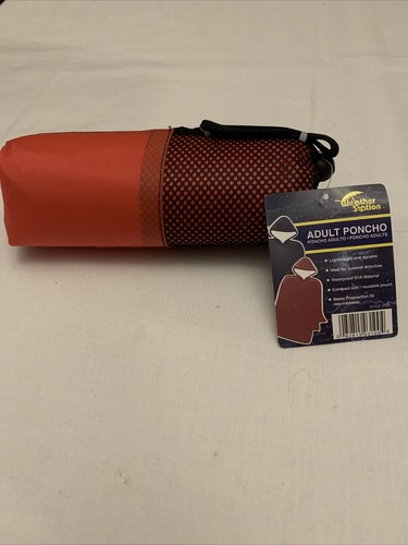 The Weather Station Erwachsene Poncho mit Tasche Rot Unisex Neu mit Etikett leicht & robust