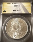 1884 MORGAN SILVER DOLLAR ** ANACS MS 63 **  PROBLEM FREE COIN  (7637)