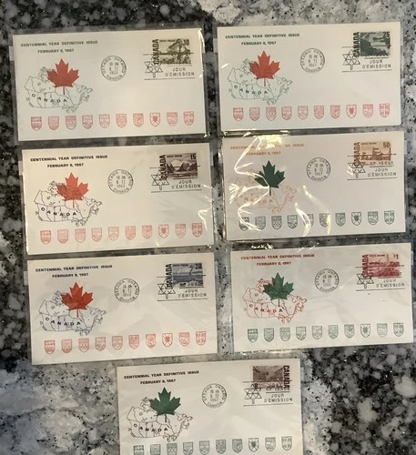 A29 Canada Stamp #461-65b FDC (Centennial Definitives- High Value Unitrade $42++