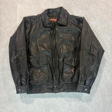 Vintage black leather bomber jacket Size S #biker #leatherjacket