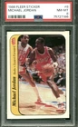 1986 FLEER STICKER #8 MICHAEL JORDAN RC BULLS HOF PSA 8 GOAT! 6 RINGS!