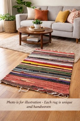 Handmade Rag Rug | 100% Recycled | Assorted Designs Surprise Boho Rug ...