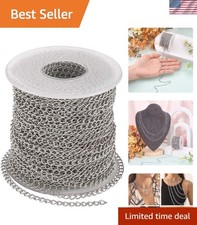 Stainless Steel Curb Chains Jewelry Making 82 Feet 4x3mm Soldered Durable
