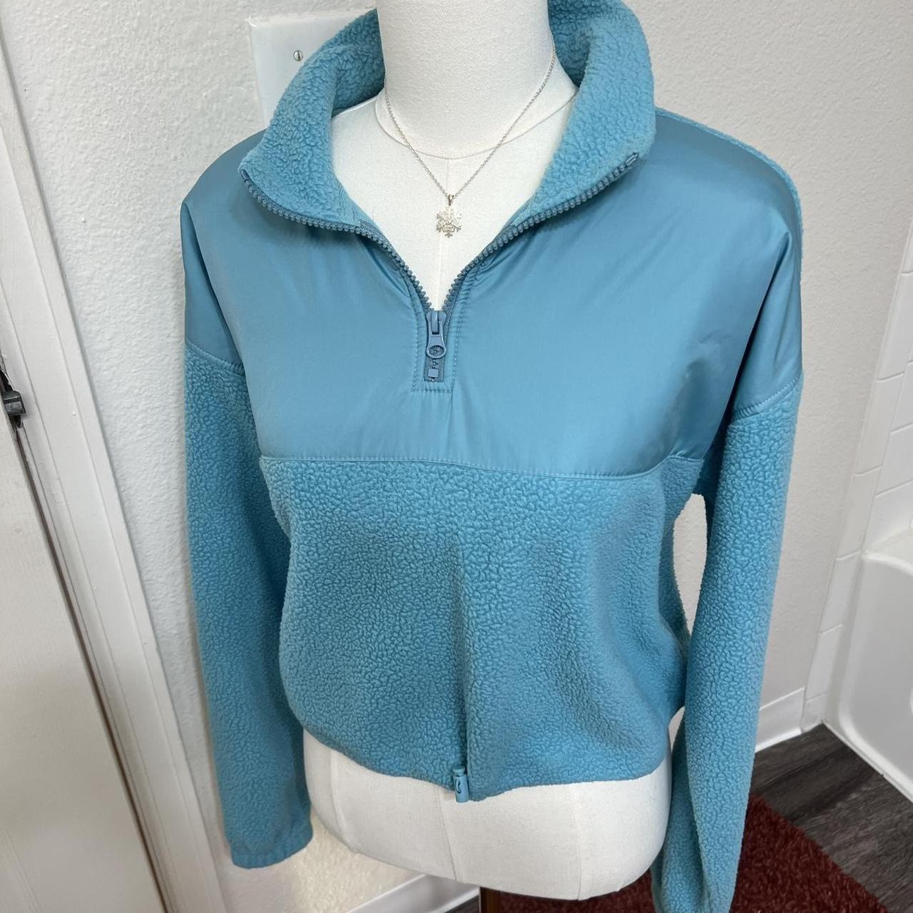 Light Blue Solid Basic Fleece Pullover Slightly C… - image 1