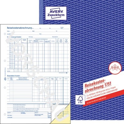 AVERY Zweckform Formularbuch 'Reisekostenabrechnung', SD, A4