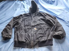 CARHARTT FULL TSWING FLEECE LINED DUCK CANVAS WORKWEAR HOODED JACKET GRAY...