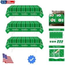 Football Party Decorations,3 Pack Football Tablecloth Disposable Plastic Tabl...