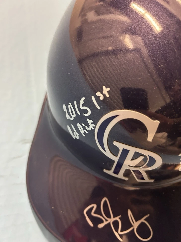 Brendan Rodgers Signed Autograph Colorado Rockies F/s Batting Helmet Inscription - Image 3 of 4