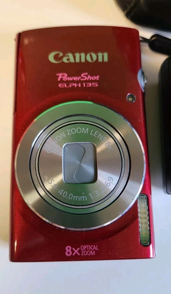 Canon PowerShot ELPH 135 Digital Camera 16.0 MP Red With Case Charger & Battery - Image 2 of 4