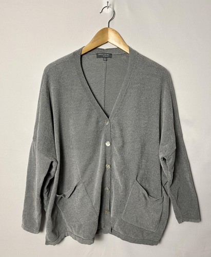 Pull Cardigan Femme Gap - Manches Courtes - Gris - Taille Small - 1 Bouton Et Poches - Occasion Très Bon État
