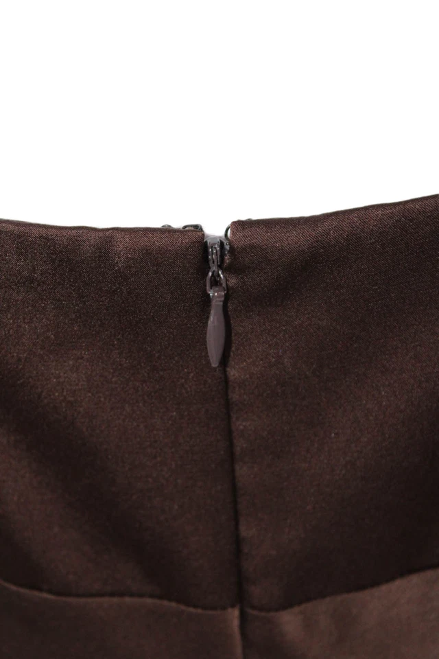 Calvin Klein Womens Pleated Square Neck Sleeveless Maxi Dress Brown Size 4 - Image 4 of 4