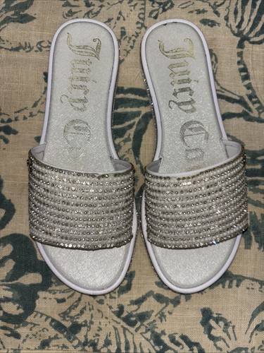 Juicy Couture YRIE Pearl & Rhinestone Slide Sandals Size 7.5 - Picture 1 of 8