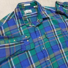 Vintage Sears Roebuck  Co Shirt Mens 2XL Plaid Flannel Long Sleeve Button Up