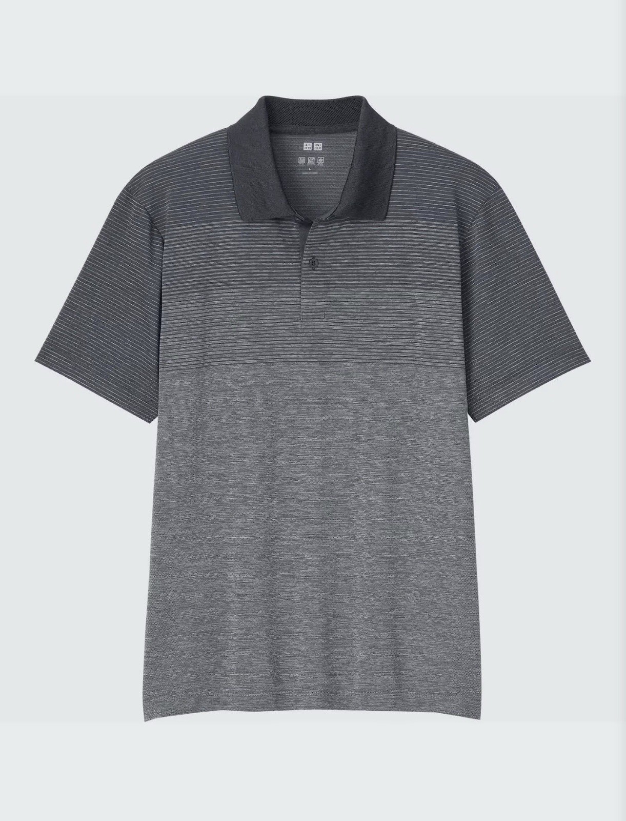 Uniqlo Dry EX Polo Shirt Mens XL Gray Striped Performance Short Sleeve Golf 0418