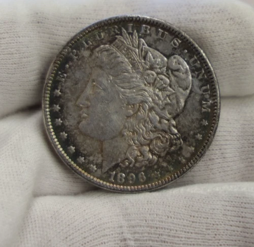 1896 US Morgan Silver Dollar $1 AU (Cleaned, Retoned)
