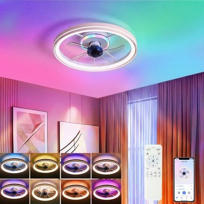 LED Deckenventilator Leiser Ventilator mit Beleuchtung RGB Lüfter Deckenlampe