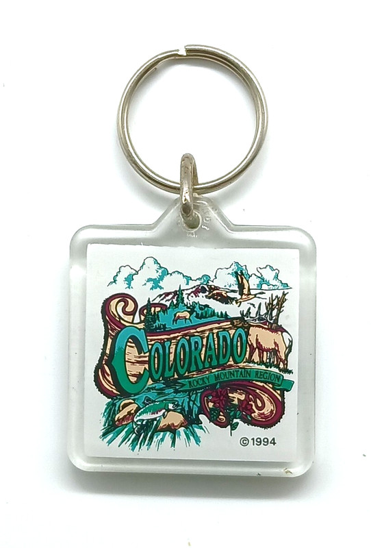 Vintage Colorado "Rocky Mountain Region" Trees Wildlife Keychain Keyring
