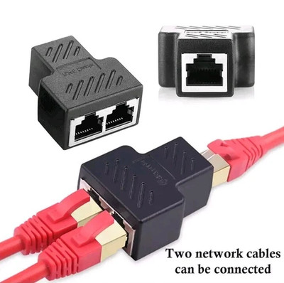 RJ45 Splitter Adapter 1 to 2 Ways Dual Female Port CAT6/5/7 LAN Ethernet Cable 