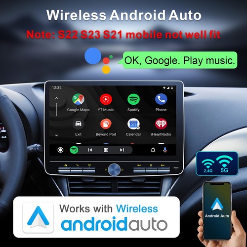 10" Double Din Car Stereo Radio with Wireless Apple CarPlay Android Auto,Deta... - Picture 2 of 9