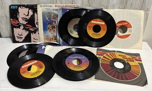 Lot Of 21 Rock Pop Country 70s/80s 45s Kiss 38 Special Haggard Michael Jackson++