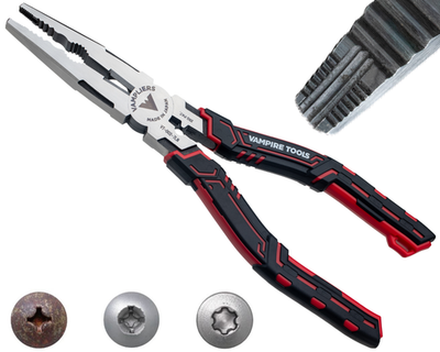 #ad VAMPLIERS CAIMAN 7.5quot; Screw Extractor Long Nose Pliers W Crimper Wire Cutter $39.97