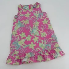 Vintage Lilly Pulitzer Hula Monkey Shift Dress Kids Girls 4