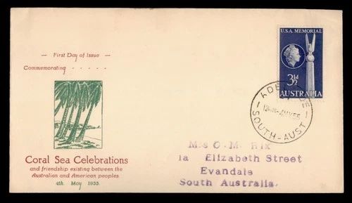 DR WHO 1955 AUSTRALIA FDC USA MEMORIAL w30869