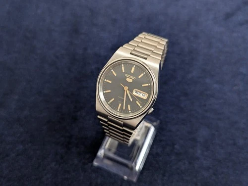 Vintage Seiko 5 Automatic Watch 7S26-3130 Grey/Blue Dial - Oct 1999 - Working