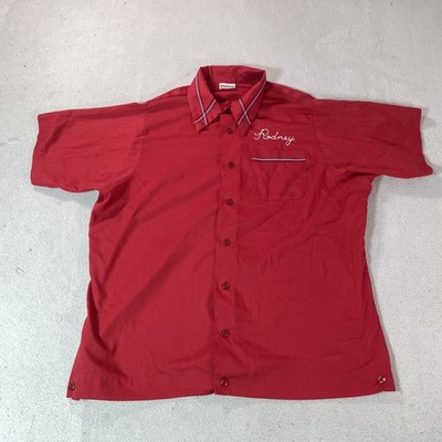 Vintage King Louie Bowling Shirt Mens Large Red Chainstitch Dewey