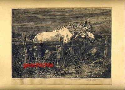 Original Holzstich, ''Vor dem Gewitter'' rechts unten signiert, um 1943 !!!