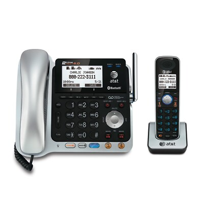 #ad NEW ATamp;T 2 Handset 2 line Connect to Cell Corded Cordless Answering System $150.49