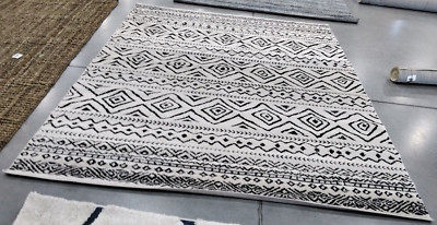 IVORY / BLACK 8' X 10' Broken Thread Rug, Reduced Price 1172736509 TUL267D-8