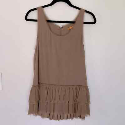 Alice + Olivia Light Brown Drop-waist Silk Sleeveless Blouse - Size S