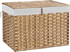 Wicker Storage Basket with Lid, Handwoven Lar...