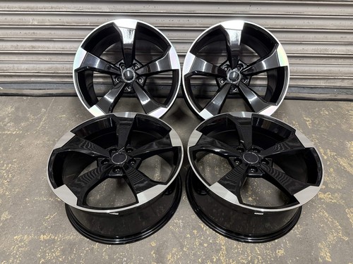 Audi Rotor RS3 Style 19” Alloy Wheels 5x112 Gloss Black Polished Tips - Picture 2 of 5